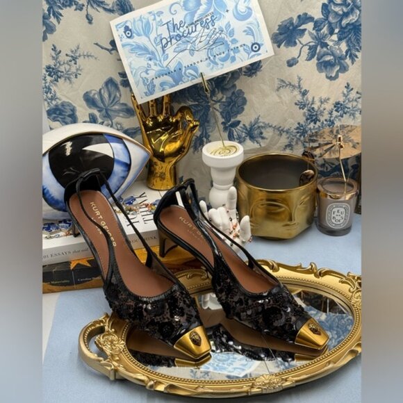 🆕 KURT GEIGER LONDON 🧿 NWOB Regent Floral Sequin Low Heel Slingback Sz 37 US 7 - Picture 2 of 14